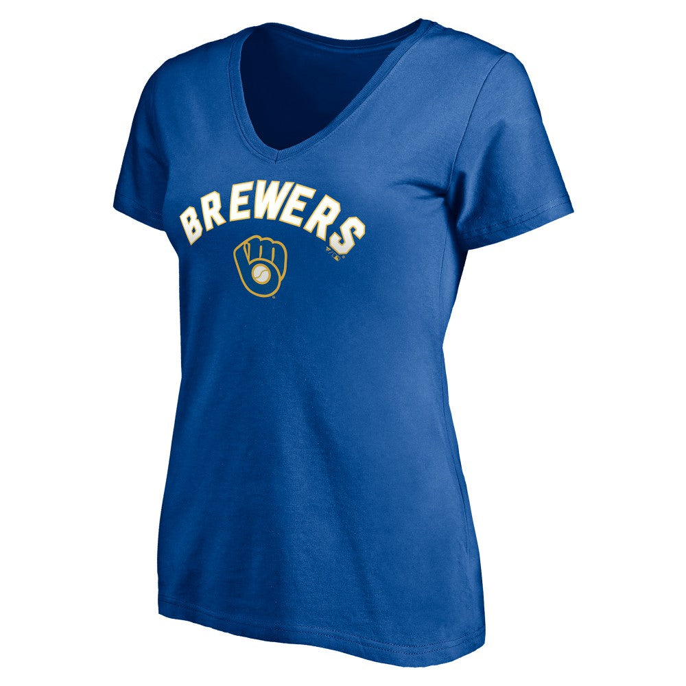 Royal Milwaukee Brewers Women's Cooperstown Winning Streak Personalized Name & Number V-Neck T-Shirt