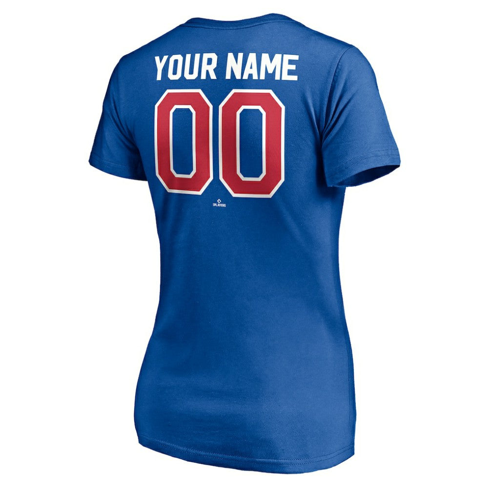 Royal Texas Rangers Women's Cooperstown Winning Streak Personalized Name & Number V-Neck T-Shirt