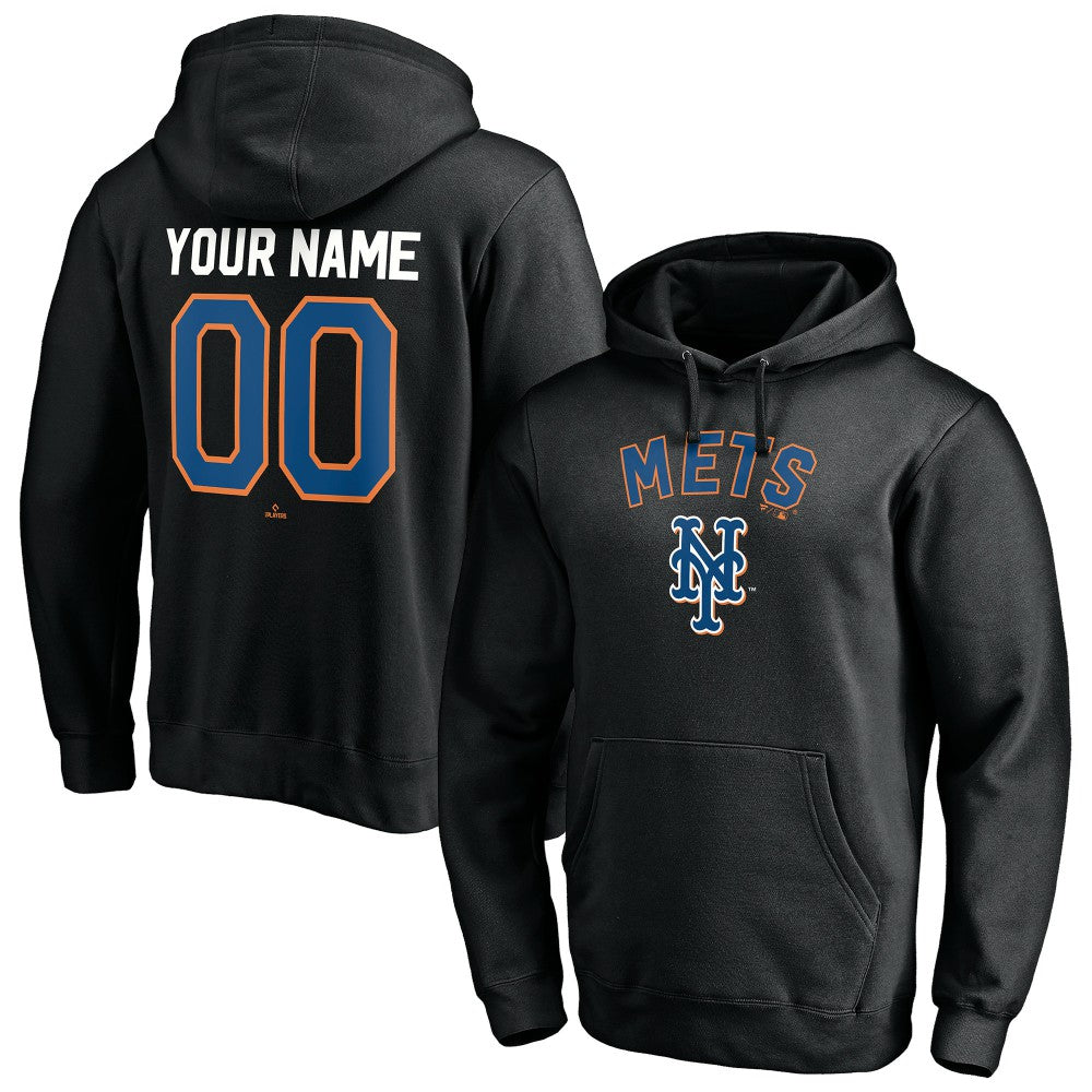 Black New York Mets Cooperstown Winning Streak Alternate Personalized Name & Number Pullover Hoodie