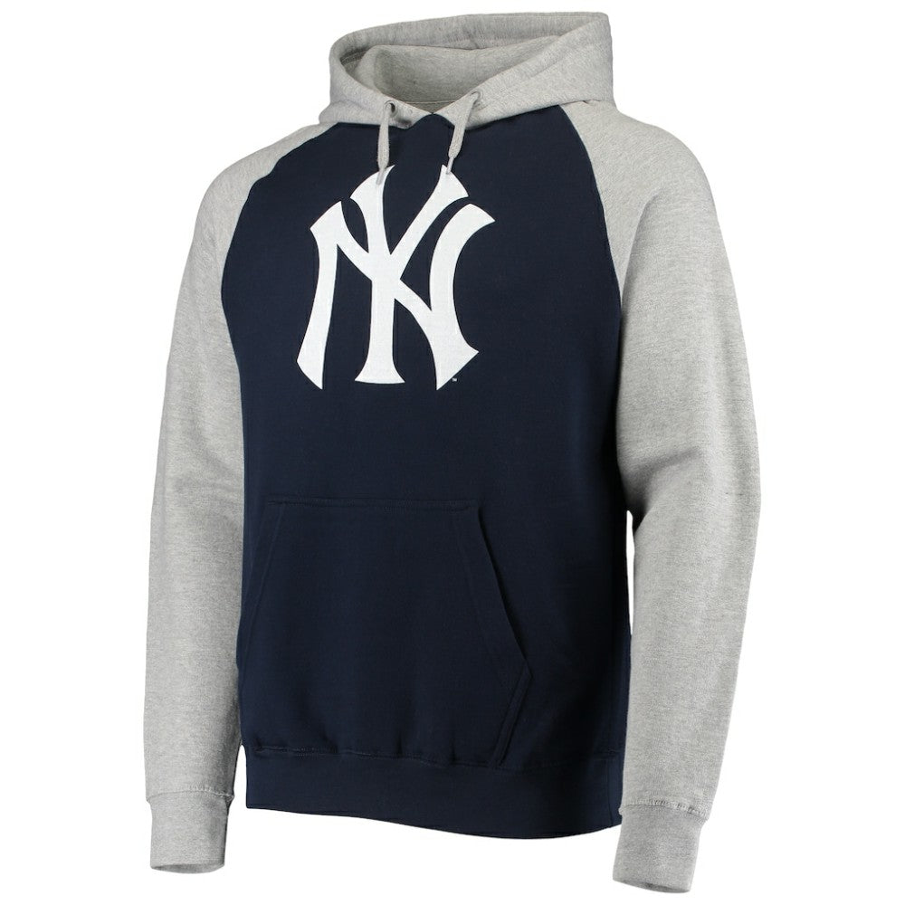 Heathered Gray/Navy New York Yankees Stitches Raglan Pullover Hoodie