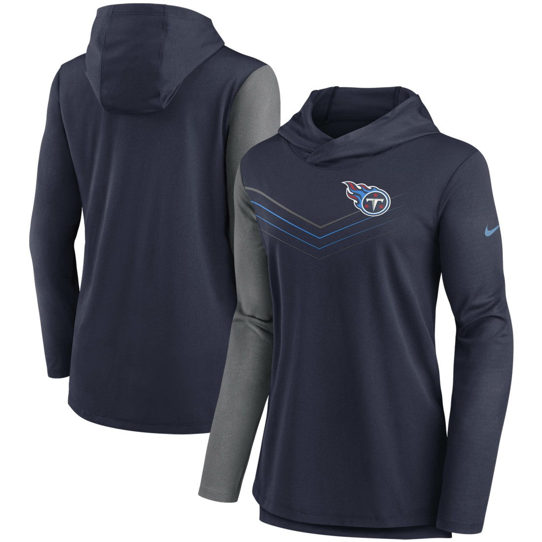 Women's Chevron Hoodie Performance Long Sleeve T-Shirt - Tennessee Titans Hoodies