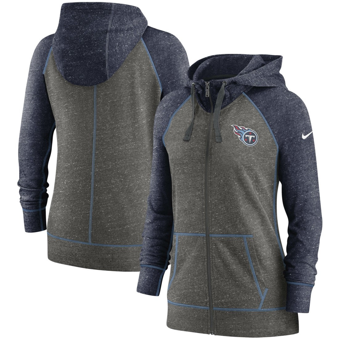Women's Gym Vintage Raglan Full-Zip Hoodie - Tennessee Titans Hoodies