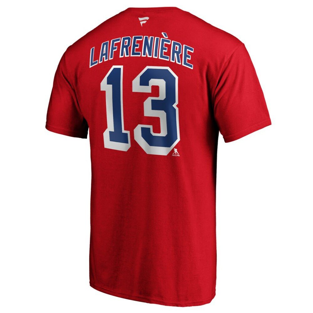 NHL Alexis Lafrenière New York Rangers Fanatics Authentic Stack Name & Number T-Shirt