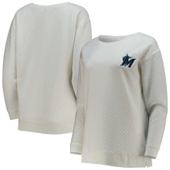 White/Cream Miami Marlins Concepts Sport Women's Quilted Pullover Sweatshirt