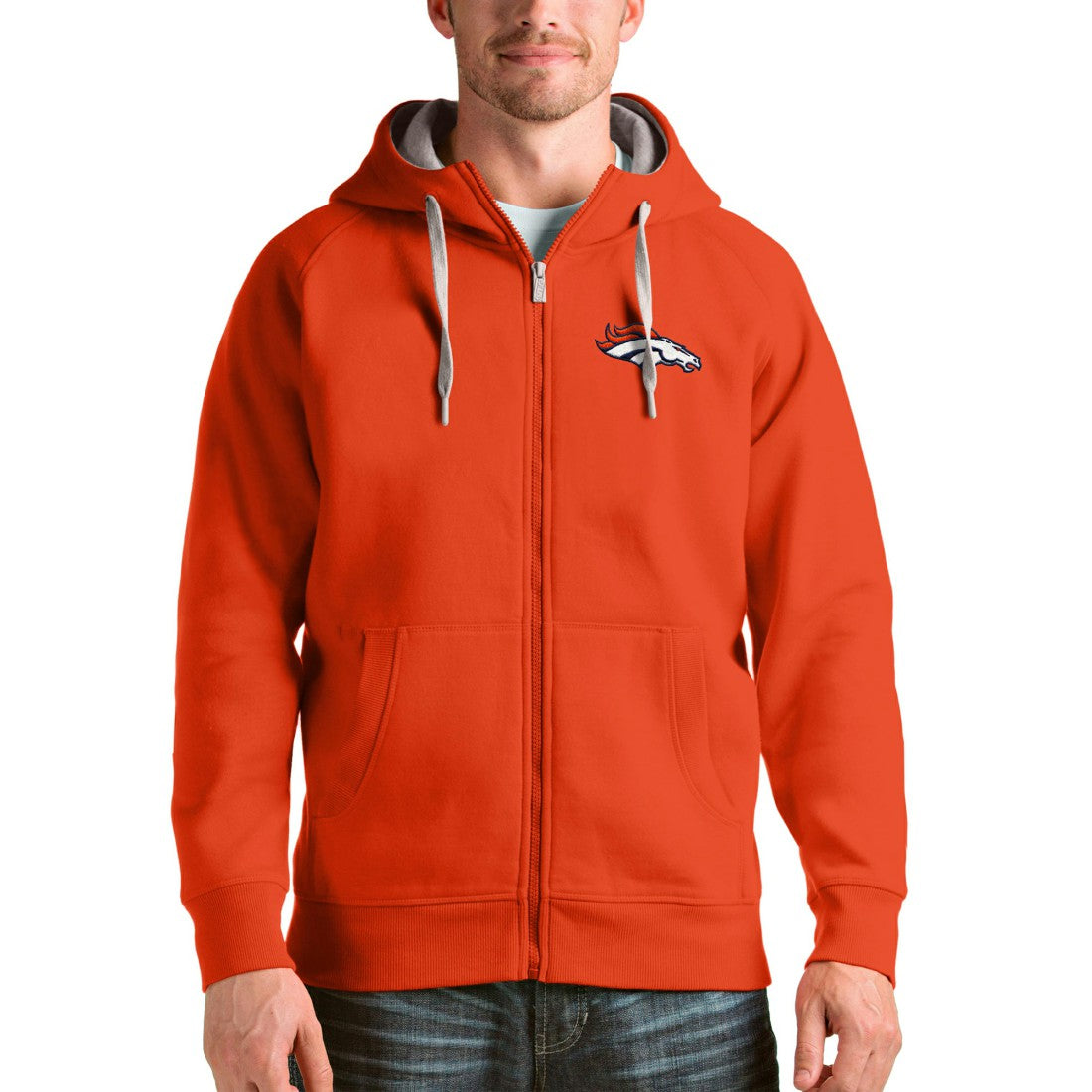 Antigua Victory Full-Zip Hoodie - Denver Broncos Hoodies