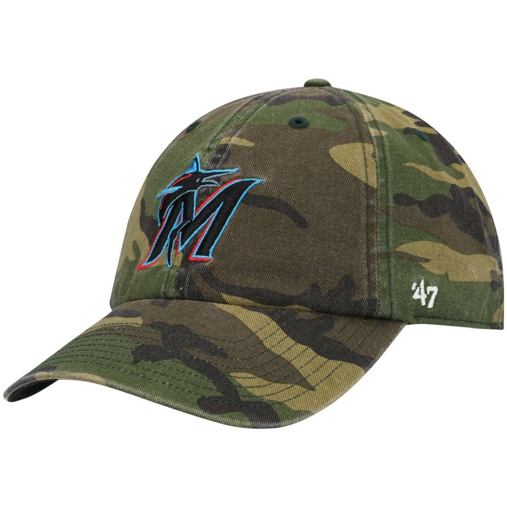 Camo Miami Marlins '47 Team Clean Up Adjustable Hat