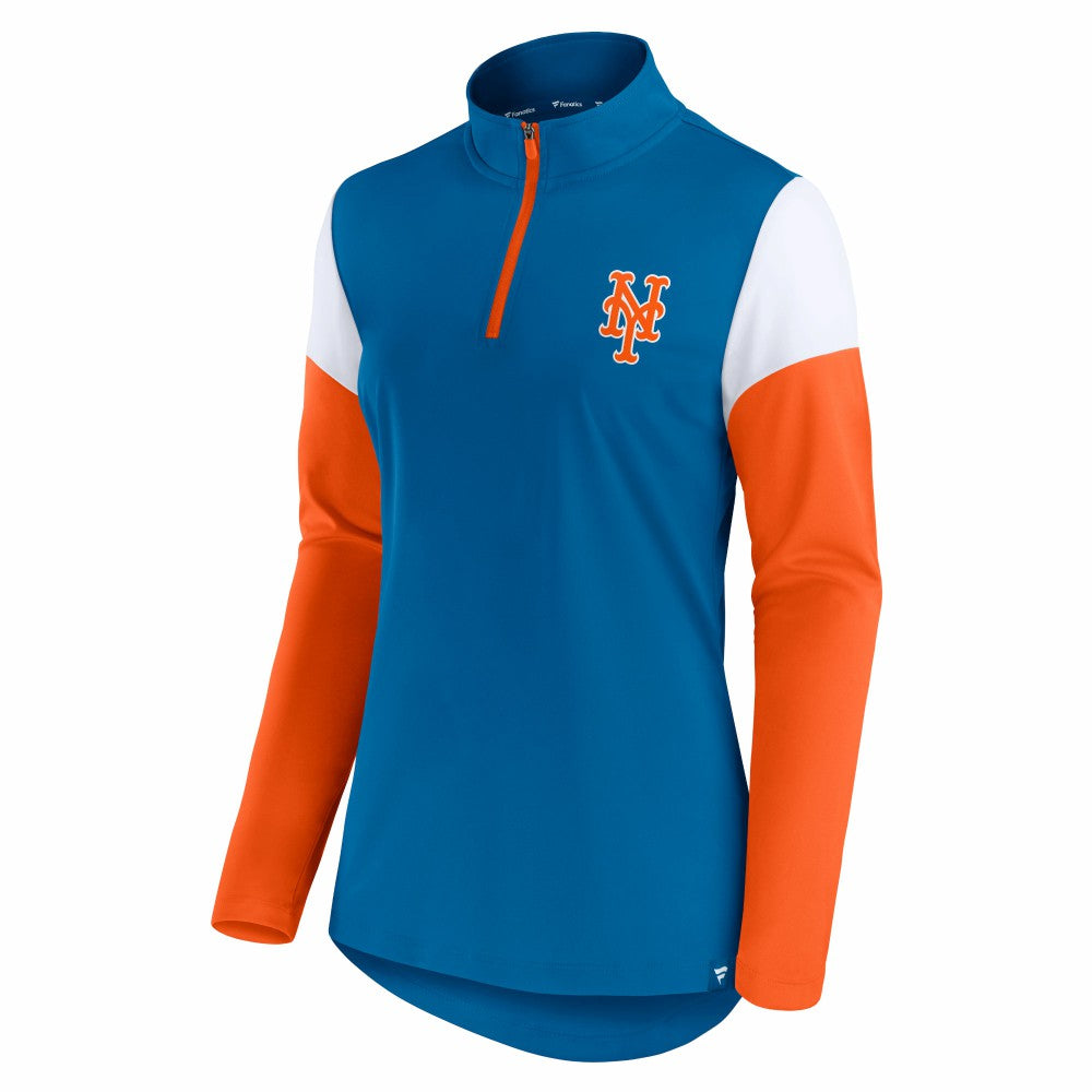 Royal/Orange New York Mets Fanatics Women's Authentic Fleece Quarter-Zip Jacket