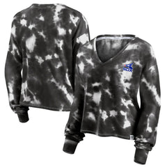 White/Black Chicago White Sox Fanatics Women's Tie-Dye V-Neck Pullover Cropped Tee