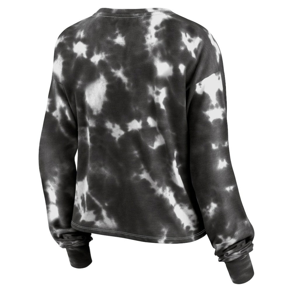 White/Black Chicago White Sox Fanatics Women's Tie-Dye V-Neck Pullover Cropped Tee