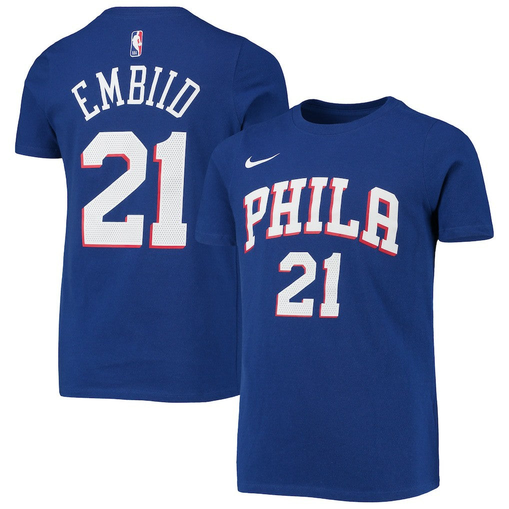 Nike Joel Embiid Philadelphia 76ers Youth Logo Name & Number Performance T-Shirt