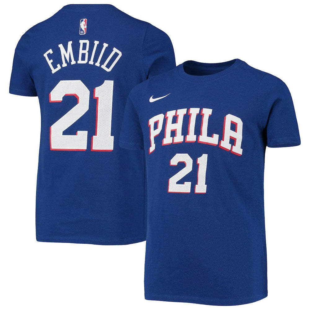 Nike Joel Embiid Philadelphia 76ers Youth Logo Name & Number Performance T-Shirt