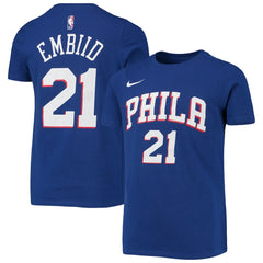 Nike Joel Embiid Philadelphia 76ers Youth Logo Name & Number Performance T-Shirt