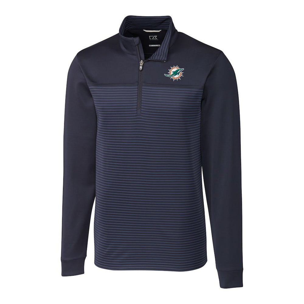 Cutter & Buck Big & Tall Traverse Stripe Quarter-Zip Pullover Jacket - Miami Dolphins Pullover