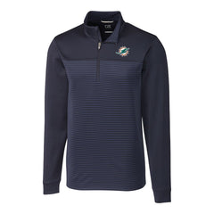 Cutter & Buck Big & Tall Traverse Stripe Quarter-Zip Pullover Jacket - Miami Dolphins Pullover