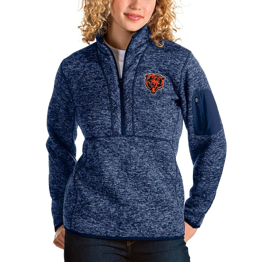 Antigua Women's Bear Head Fortune Half-Zip Pullover Jacket - Chicago Bears Pullover