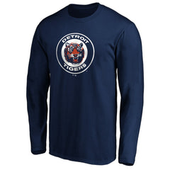 Navy Detroit Tigers Cooperstown Collection Huntington Logo Long Sleeve T-Shirt