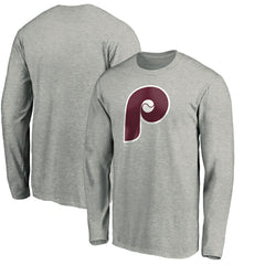 Heathered Gray Philadelphia Phillies Cooperstown Collection Huntington Logo Long Sleeve T-Shirt
