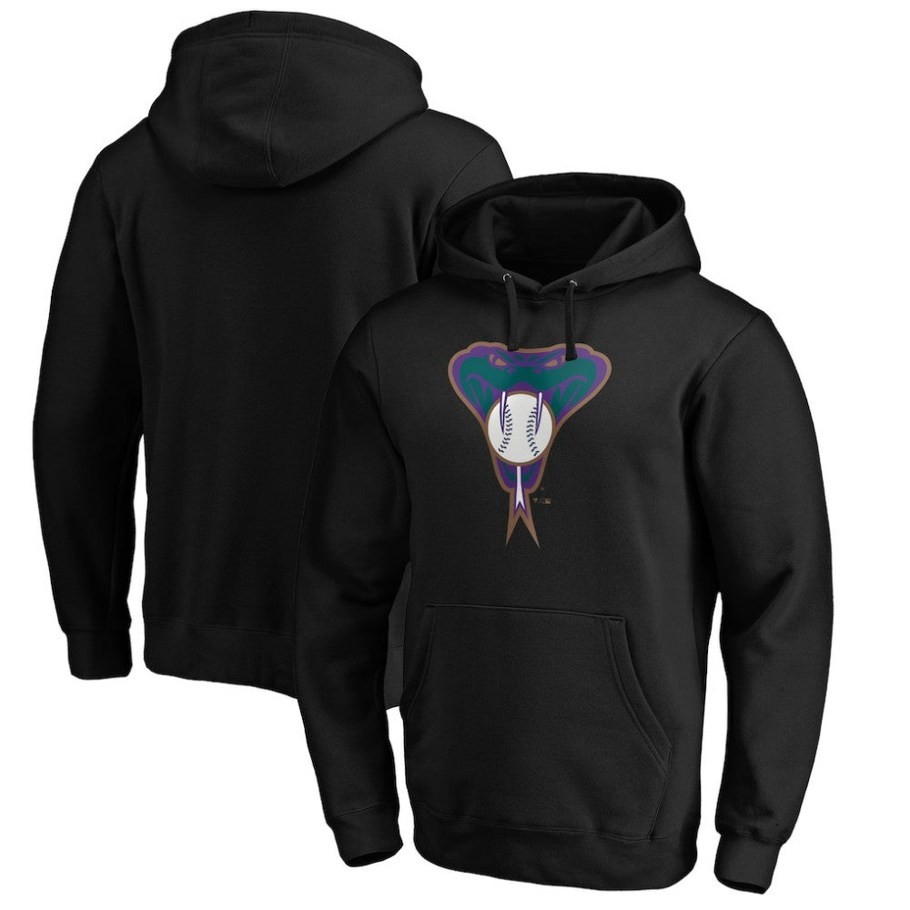 Black Arizona Diamondbacks Cooperstown Collection Huntington Logo Fitted Pullover Hoodie