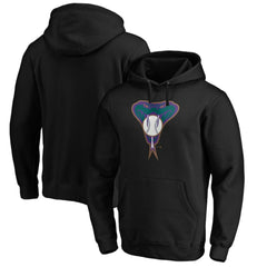 Black Arizona Diamondbacks Cooperstown Collection Huntington Logo Fitted Pullover Hoodie