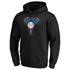 Black Arizona Diamondbacks Cooperstown Collection Huntington Logo Fitted Pullover Hoodie