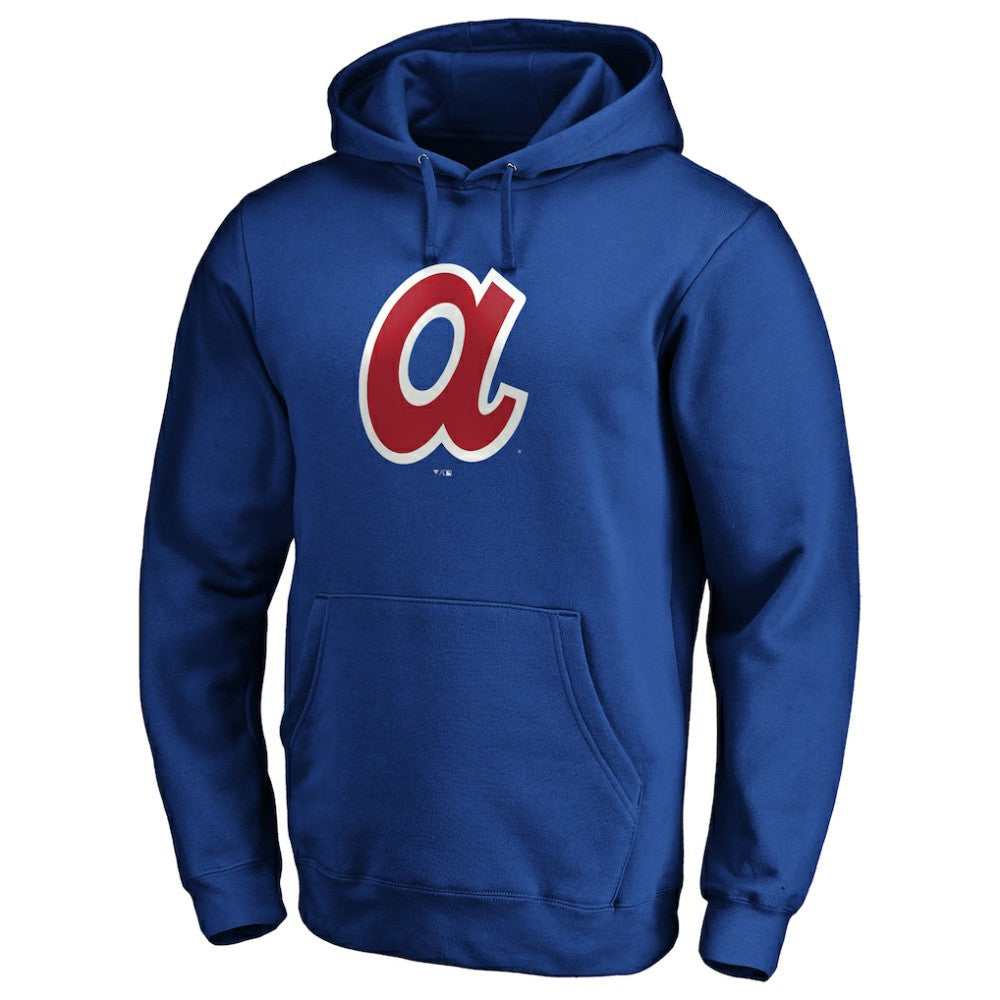 Royal Atlanta Braves Cooperstown Collection Huntington Logo Fitted Pullover Hoodie