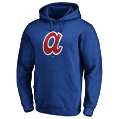 Royal Atlanta Braves Cooperstown Collection Huntington Logo Fitted Pullover Hoodie