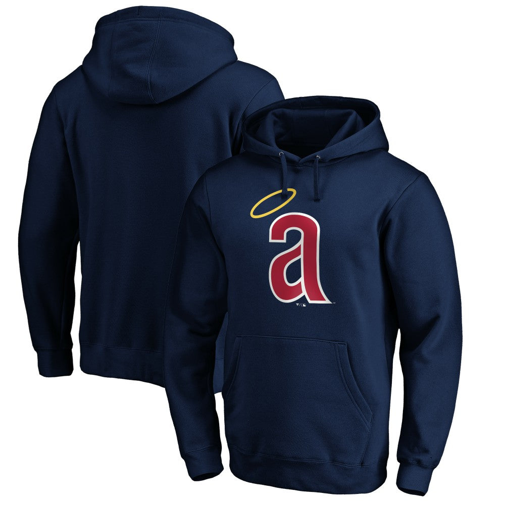 Navy California Angels Cooperstown Collection Huntington Logo Fitted Pullover Hoodie