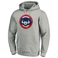 Heather Gray Chicago Cubs Cooperstown Collection Huntington Logo Fitted Pullover Hoodie