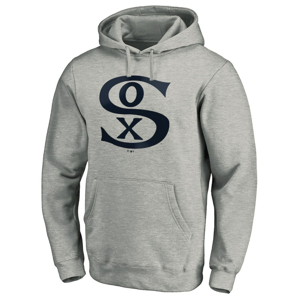 Heather Gray Chicago White Sox Cooperstown Collection Huntington Logo Fitted Pullover Hoodie