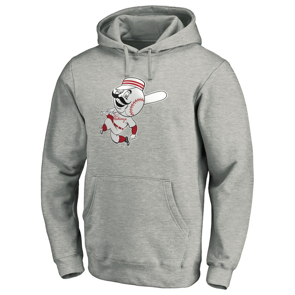 Heather Gray Cincinnati Reds Cooperstown Collection Huntington Logo Fitted Pullover Hoodie