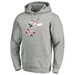 Heather Gray Cincinnati Reds Cooperstown Collection Huntington Logo Fitted Pullover Hoodie