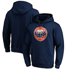 Navy Houston Astros Cooperstown Collection Huntington Logo Fitted Pullover Hoodie