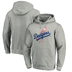 Heather Gray Los Angeles Dodgers Cooperstown Collection Huntington Logo Fitted Pullover Hoodie