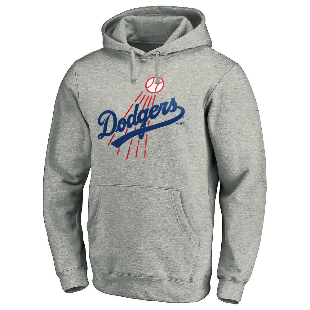 Heather Gray Los Angeles Dodgers Cooperstown Collection Huntington Logo Fitted Pullover Hoodie