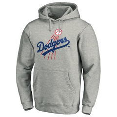 Heather Gray Los Angeles Dodgers Cooperstown Collection Huntington Logo Fitted Pullover Hoodie