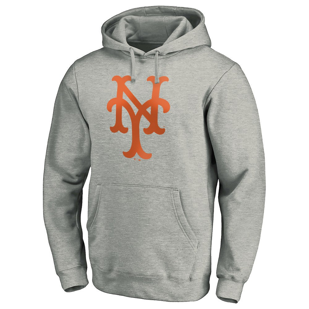 Heather Gray New York Mets Cooperstown Collection Huntington Logo Fitted Pullover Hoodie