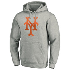 Heather Gray New York Mets Cooperstown Collection Huntington Logo Fitted Pullover Hoodie