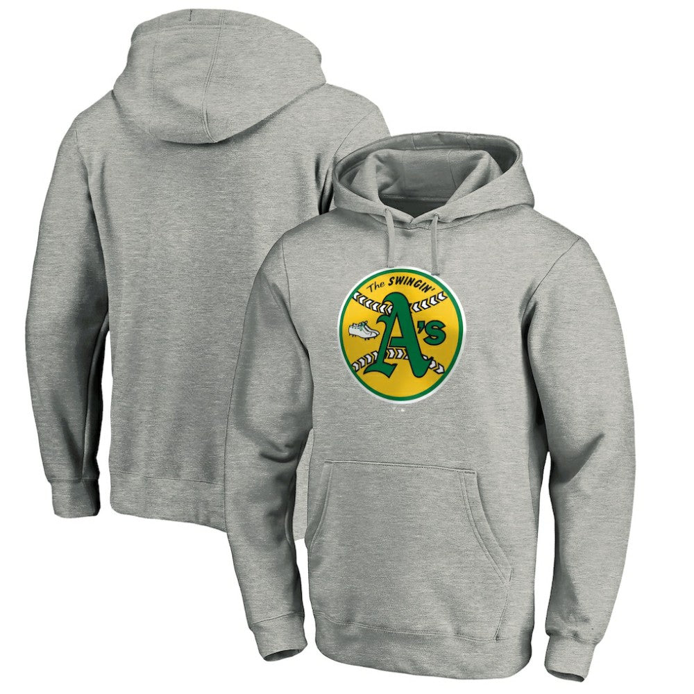 Heather Gray Athletics Cooperstown Collection Huntington Logo Fitted Pullover Hoodie