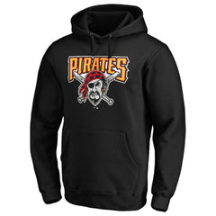 Black Pittsburgh Pirates Cooperstown Collection Huntington Logo Fitted Pullover Hoodie