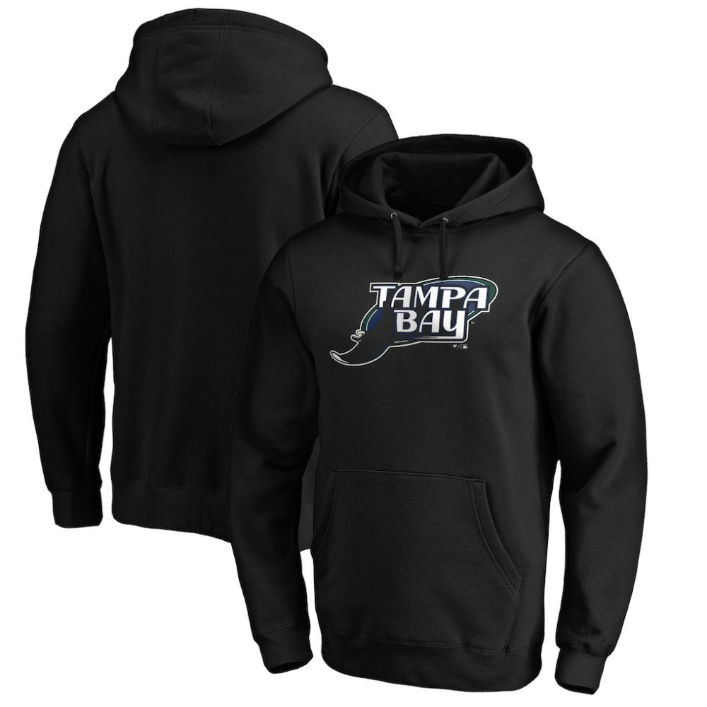 Black Tampa Bay Rays Cooperstown Collection Huntington Logo Fitted Pullover Hoodie