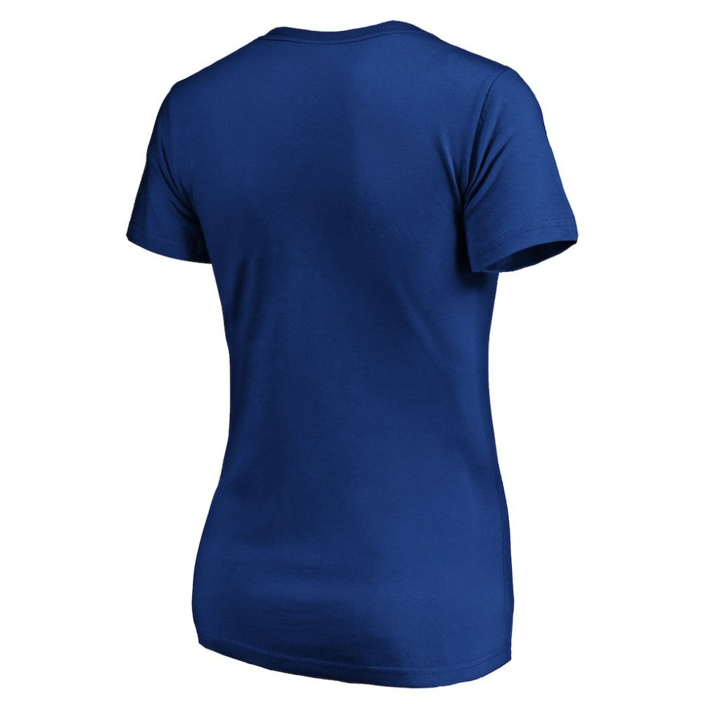 Royal Atlanta Braves Women's Cooperstown Collection Huntington Logo V-Neck T-Shirt