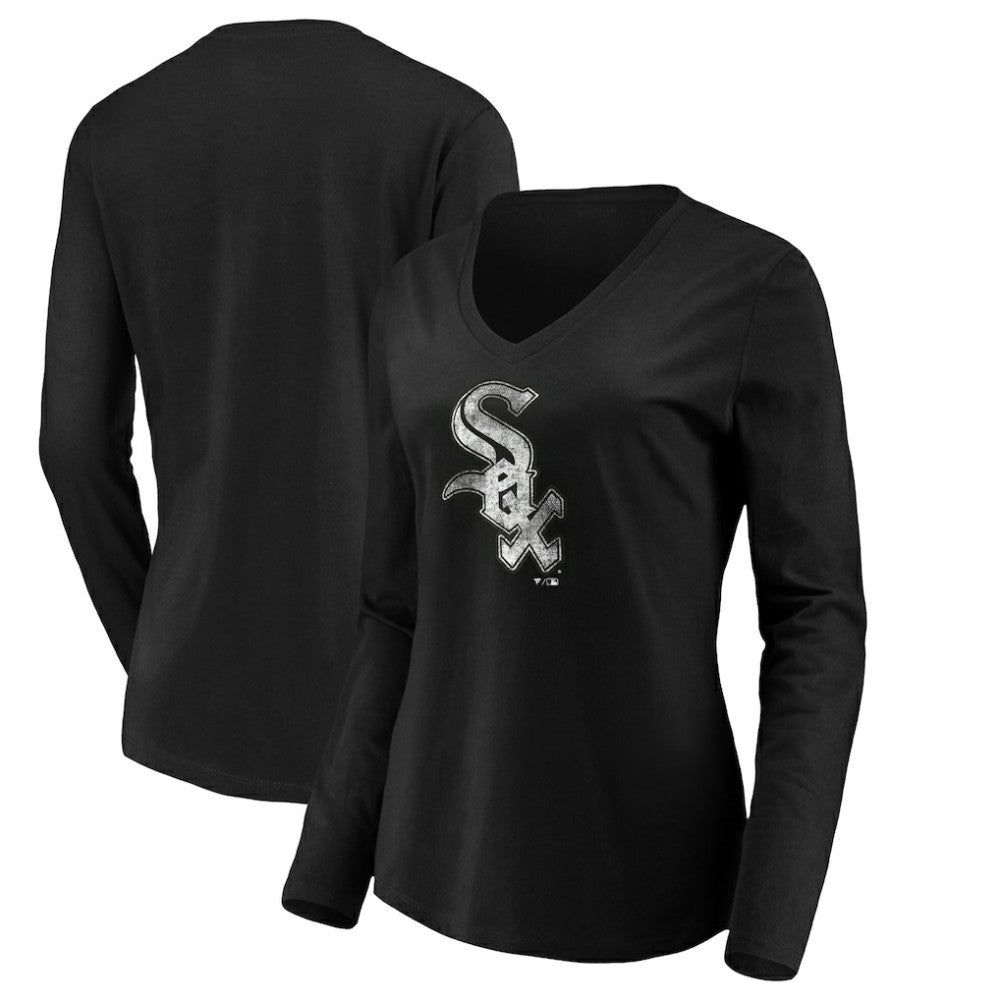 Black Chicago White Sox Women's Core Distressed Team Long Sleeve T-Shirt