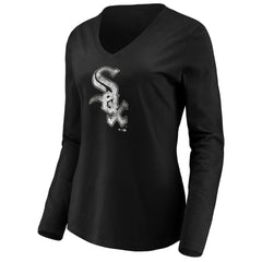 Black Chicago White Sox Women's Core Distressed Team Long Sleeve T-Shirt