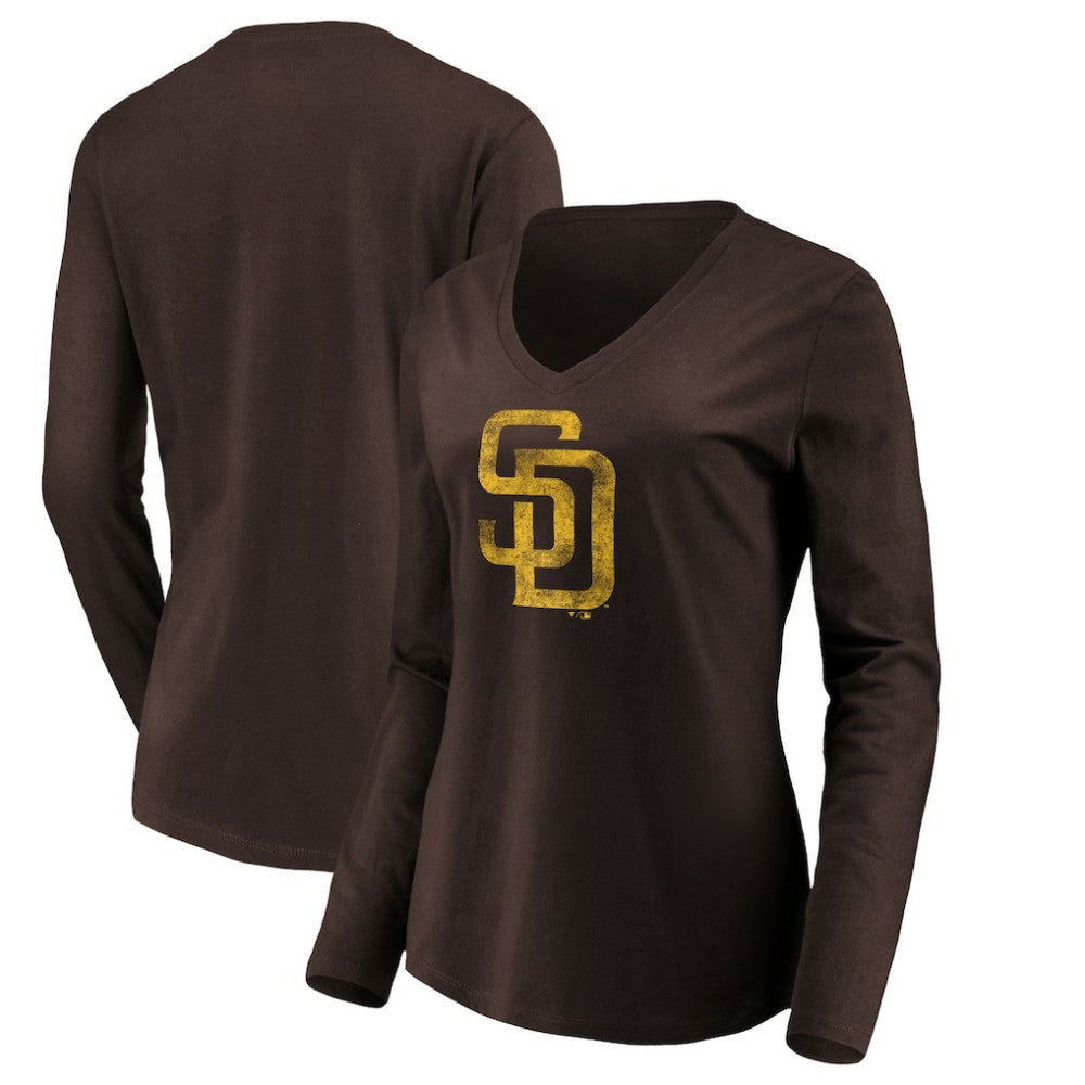 Brown San Diego Padres Women's Core Distressed Team Long Sleeve T-Shirt