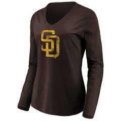 Brown San Diego Padres Women's Core Distressed Team Long Sleeve T-Shirt