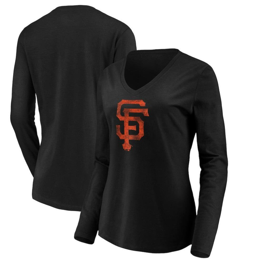 Black San Francisco Giants Women's Core Distressed Team Long Sleeve T-Shirt