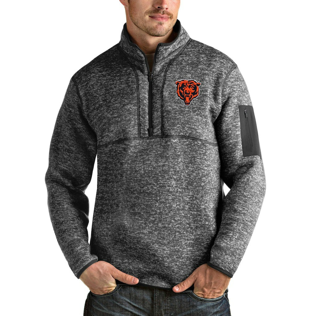 Antigua Bear Head Fortune Quarter-Zip Pullover Jacket - Chicago Bears Pullover