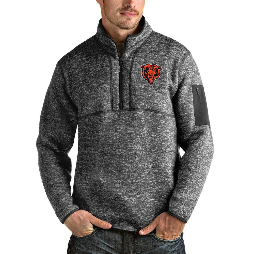 Antigua Bear Head Fortune Quarter-Zip Pullover Jacket - Chicago Bears Pullover