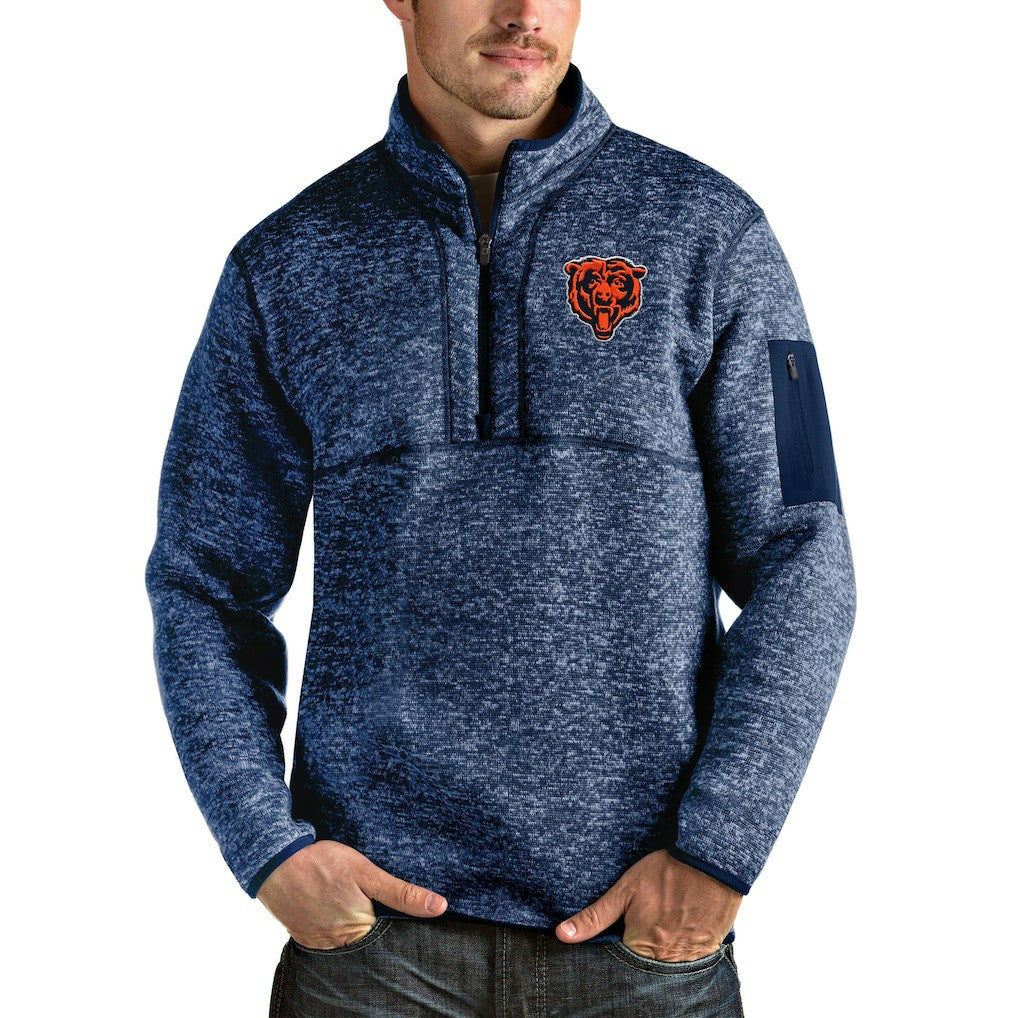 Antigua Bear Head Fortune Quarter-Zip Pullover Jacket - Chicago Bears Pullover