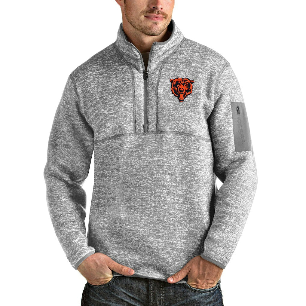 Antigua Bear Head Fortune Quarter-Zip Pullover Jacket - Chicago Bears Pullover